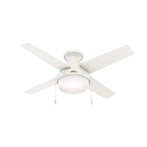 Hunter Ristrello 44 In Led Low Profile Indoor Fresh White Ceiling Fan With Light Kit 50189 - Short Drop Ceiling Fan With Light