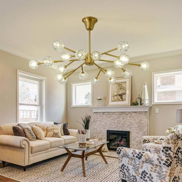 BAOURE 18-Lights Sputnik Chandeliers Gold Modern Crystal Pendant