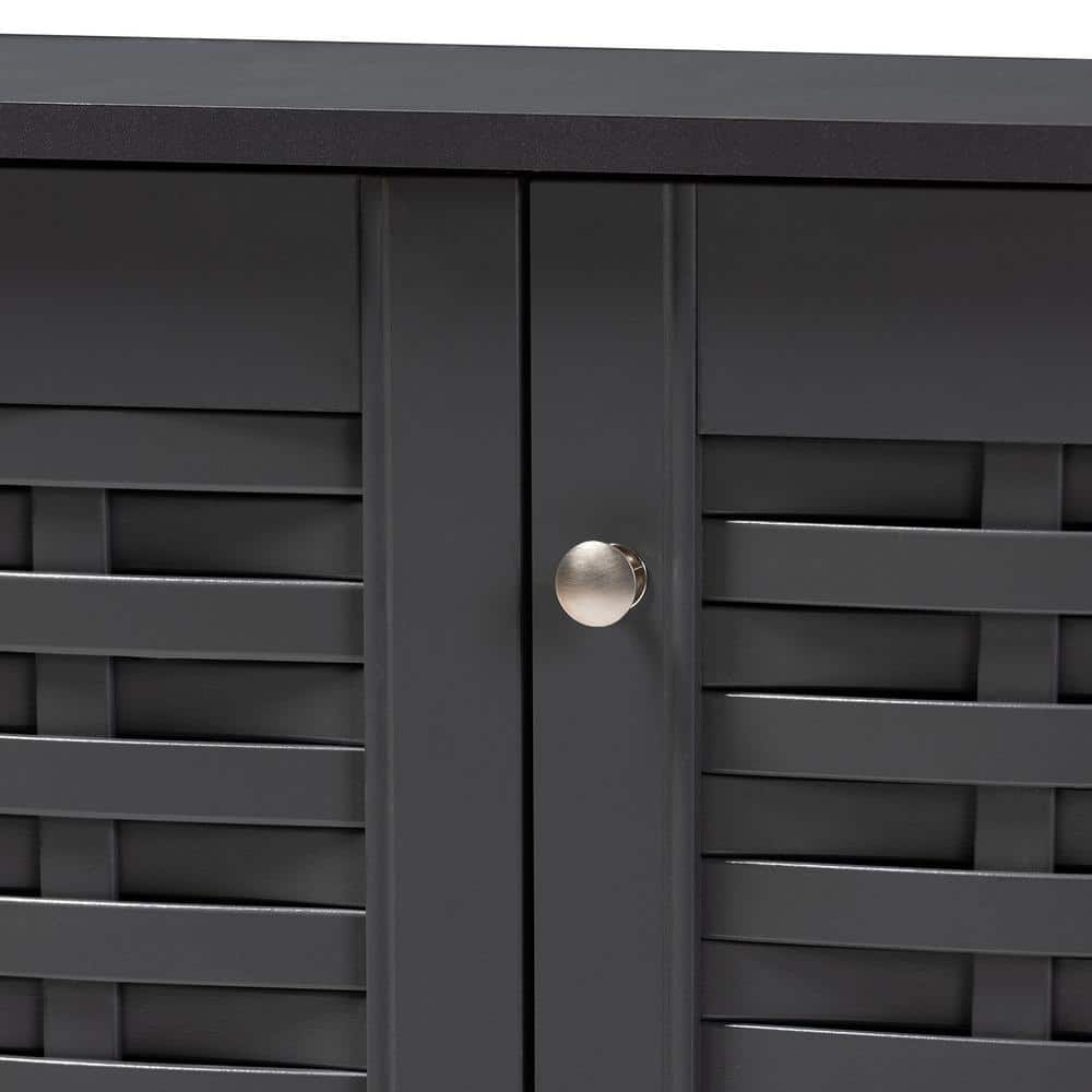 Dark Gray 3-Door Wooden Entryway Shoe Storage Cabinet