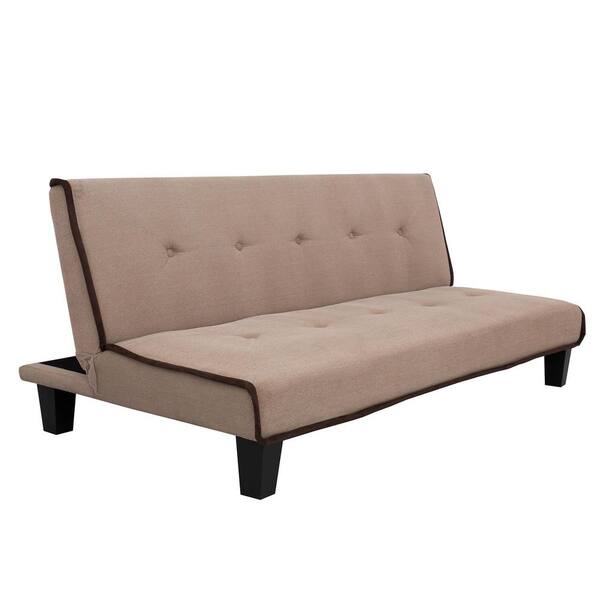 Unbranded 71 in.Armless Polyester Straight 3-Seater Biscuit Back Convertible Sofa in Brown