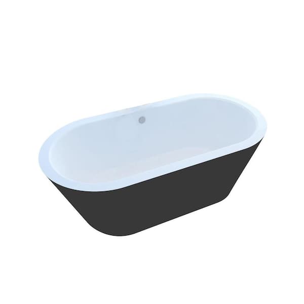 Universal Tubs Obsidian 5.9 ft. Acrylic Center Drain Oval Bathtub in White and Black