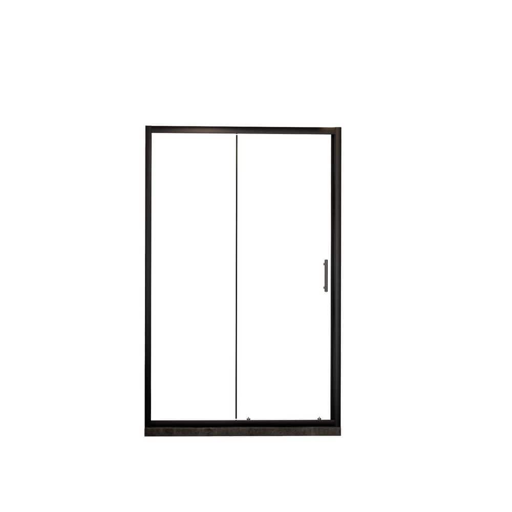 48 in. W x 72 in. H Sliding Framed Shower Door Matte Black with 1/5 in. Clear Tempered Glass Stainless Steel Handle price history on PriceWatchPro
