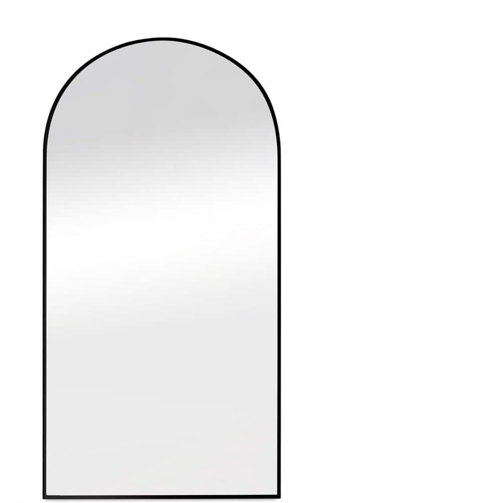 Black 32 in. W x 71 in. H Arched Wood Full Length Mirror Standing Floor Mir
