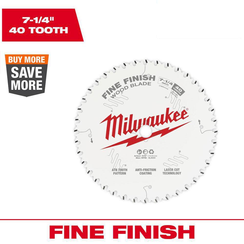 Milwaukee 71/4 in. x 40Tooth Fine Finish Circular Saw Blade 48400726 The Home Depot