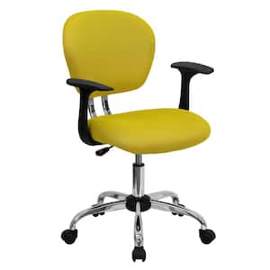 Mid-Back Yellow Mesh Swivel Task Chair with Chrome Base and Arms