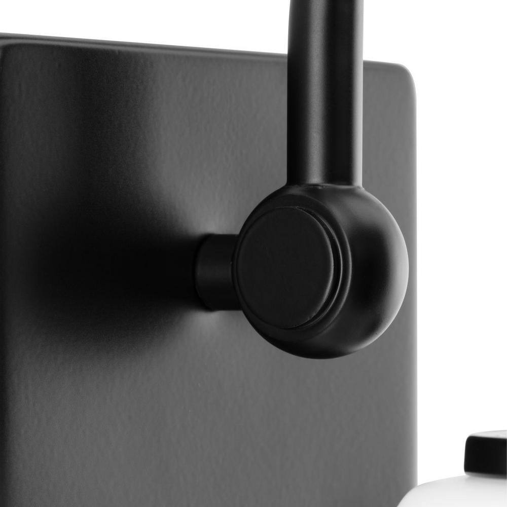 Matte Black Steel Outdoor Wall Sconce with Opal Glass Shade