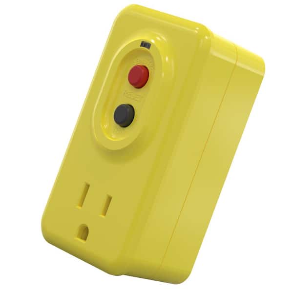 15 AMP Single Outlet GFCI Adapter, 3-Prong Grounded GFCI Adapter Plug, for Indoor Use with Manual Reset, Yellow
