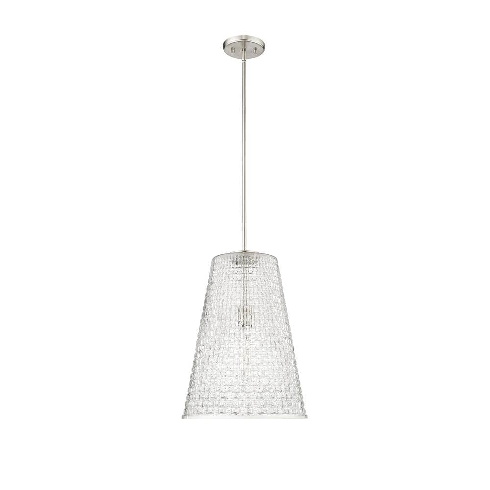 Saben 60-Watt 1-Light Brushed Nickel Pendant-Light Rattan Lattice Clear Shade price history on PriceWatchPro