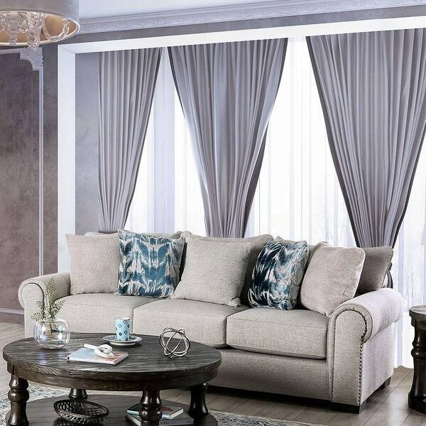 Furniture of America Embudito 100 in. W Rolled Arm Polyester Modular