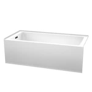 Grayley 66 in. L x 32 in. W Soaking Alcove Bathtub with Left Hand Drain in White with Matte Black Trim