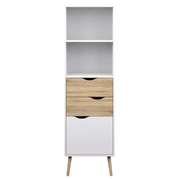 4 Shelf Standard Bookcase With, 4 Shelf 2 Drawer Bookcase White