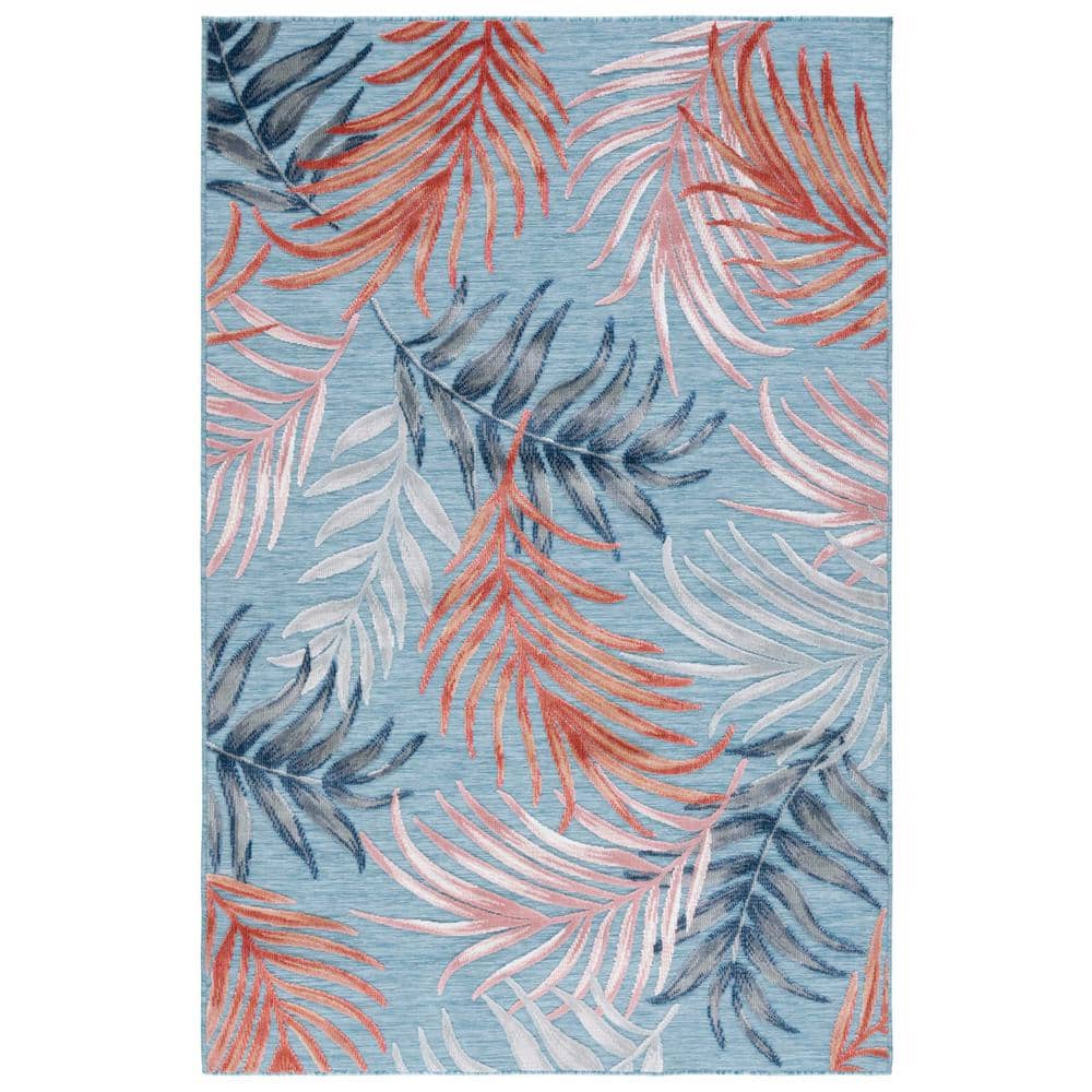 Cabana Blue/Rust 9 ft. x 12 ft. Tropical Palm Leaf Indoor/Outdoor Area Rug price history on PriceWatchPro