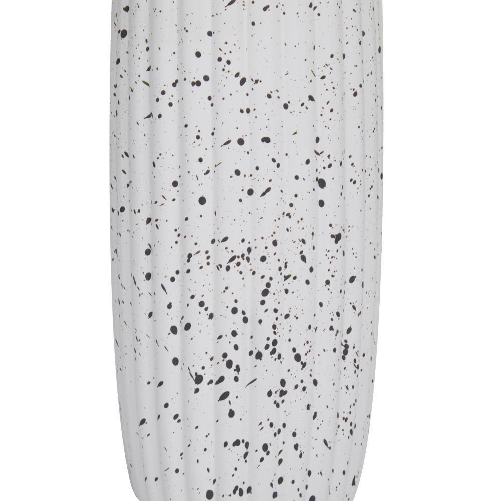 Tall Speckled White Ceramic Cylinder Vase