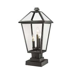 Talbot 21 in. 3-Light Black Metal Hardwired Outdoor Weather Resistant Pier Mount Light with No Bulb Included