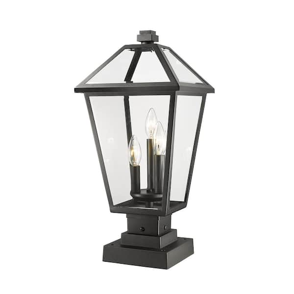 Unbranded Talbot 21 in. 3-Light Black Metal Hardwired Outdoor Weather Resistant Pier Mount Light with No Bulb Included