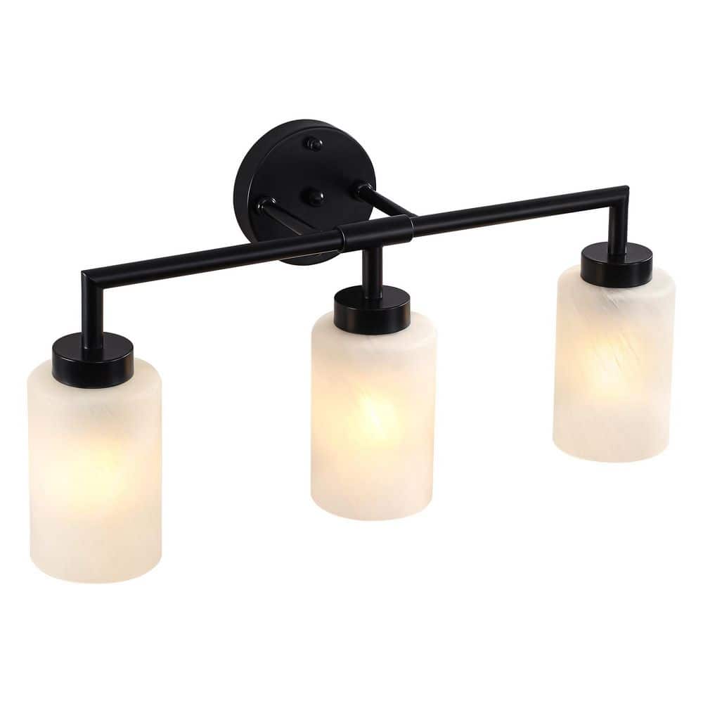 22.44 in. 3-Light Black Vanity Light Industrial Wall Light Sconce Frosted Milky White Glass Shade price history on PriceWatchPro