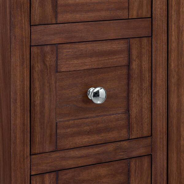 Avery 60 in. Double Freestanding Dark Walnut Bath Vanity with White Quartz Top