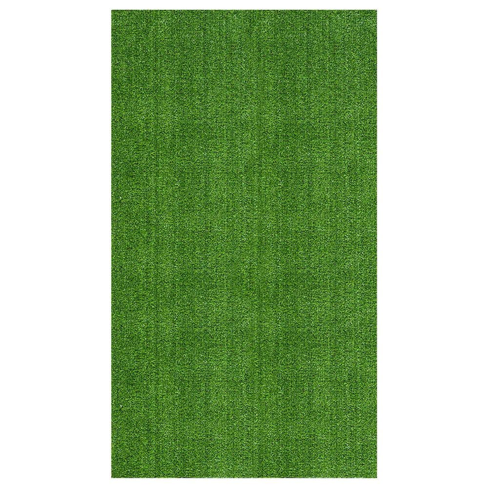 Ottomanson Waterproof Indoor/Outdoor 7 ft. x 7 ft. Green Low Pile ...