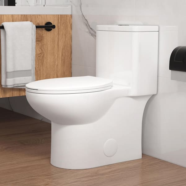 Dublin 1-Piece Toilet 1.1/1.6 GPF Dual Flush Elongated Chair Height in White, 12 in. Rough-In