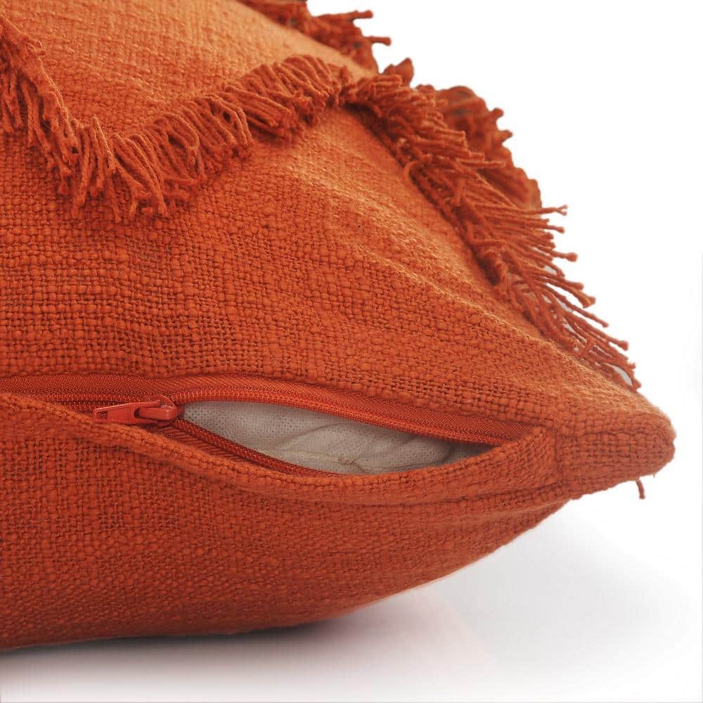 Cinnamon Chevron Shag Square Throw Pillow, 20" x 20"