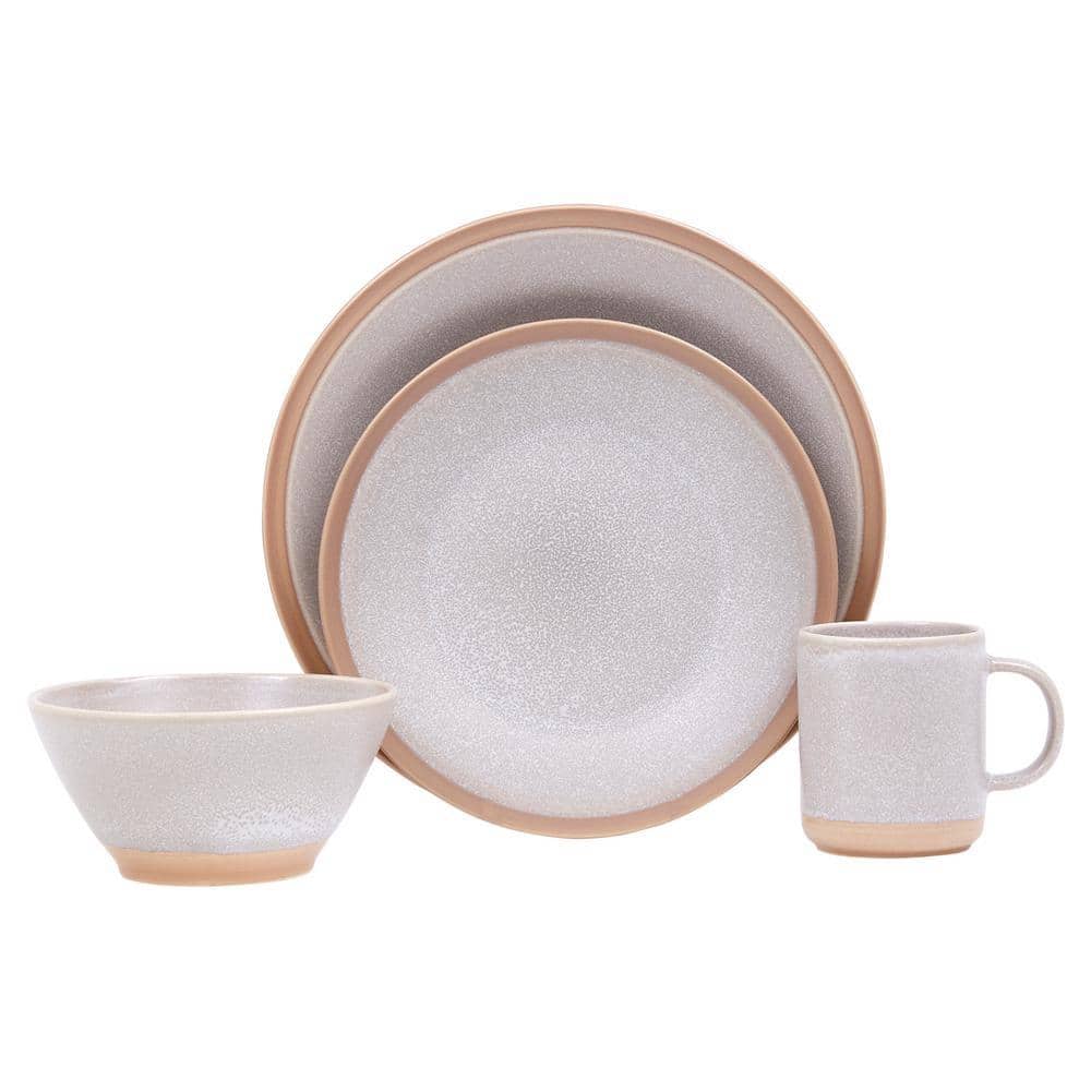 BAUM 16-Piece Joshua Grey Ceramic Dinnerware Set (Service for 4 people ...