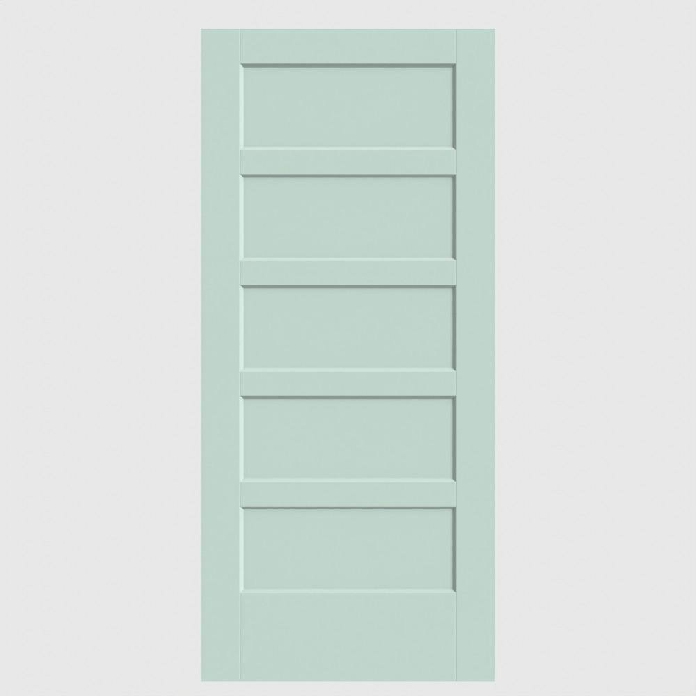 36 in. x 80 in. 5-Panel Bayshore Single Bore Solid Core Sea Glass Molded Composite Interior Door Slab