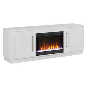 Tillman 68 in. White TV Stand Fits TV's up to 75 in. with Crystal Fireplace Insert