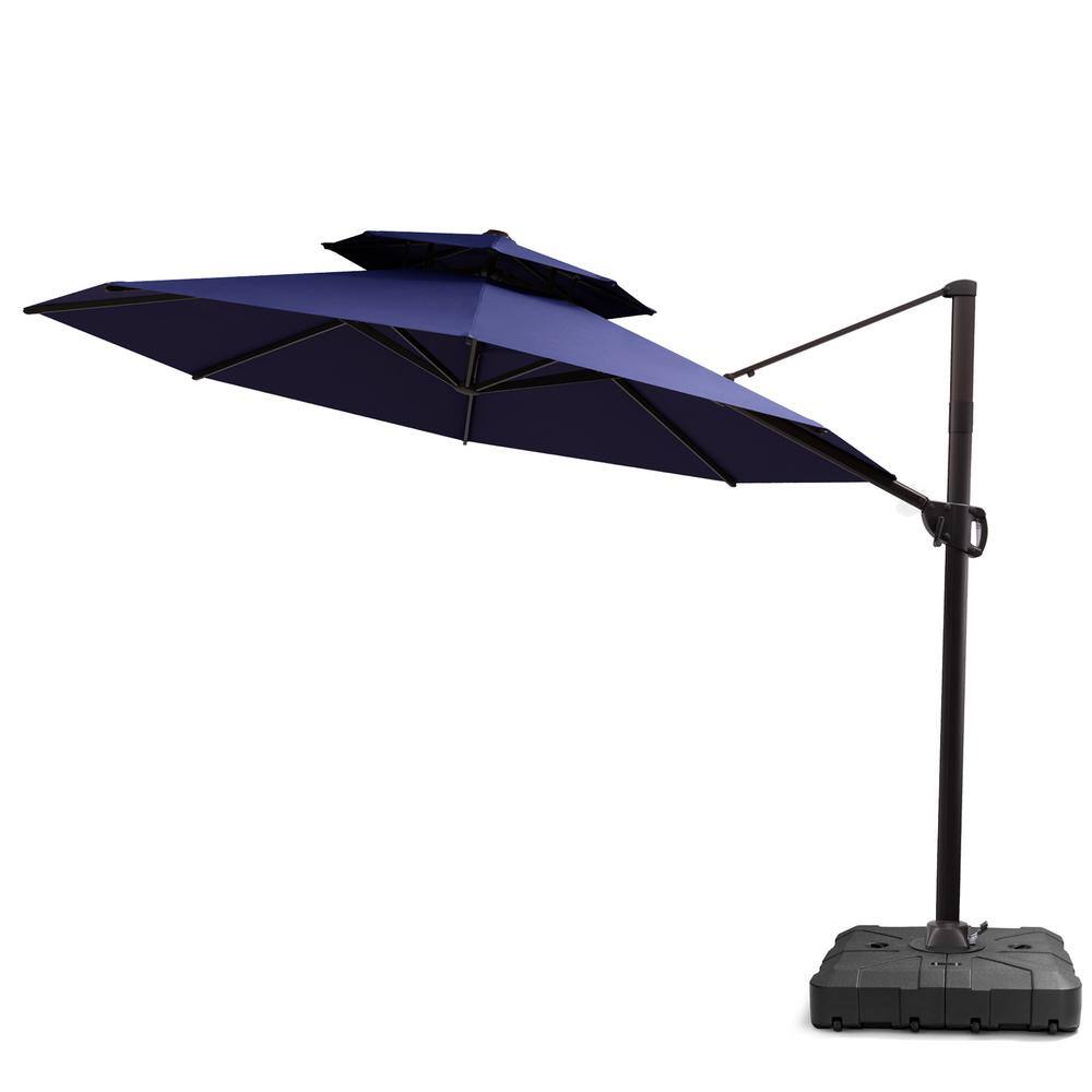 12 ft. Aluminum Cantilever Offset Outdoor Patio Umbrella in Navy with 260 lbs. Fillable Base price history on PriceWatchPro