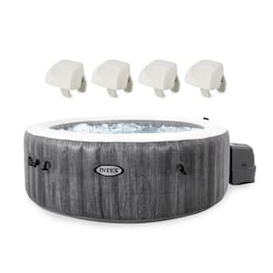 PureSpa Plus Greywood Inflatable 4-Person Hot Tub Jet Spa with 4 Headrest Pillows