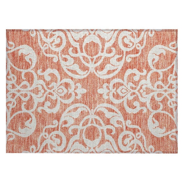 Chantille Machine Washable Indoor/Outdoor Abstract ACN973 Coral 1 ft. 8 in. x 2 ft. 6 in. Area Rug