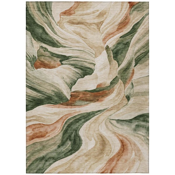 Chantille Machine Washable Indoor/Outdoor Abstract ACN3087 Fern 8 ft. x 10 ft. Area Rug