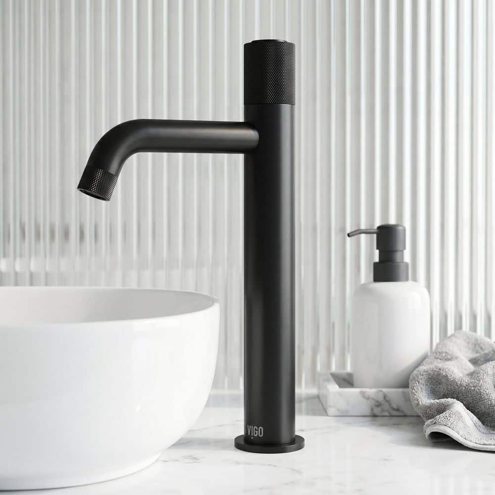 VIGO Apollo Button Operated Single-Hole Bathroom Vessel Faucet in