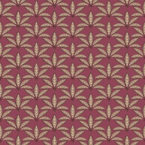 Into The Wild Red and Gold Metallic Leaf Motif Non-Pasted Non-Woven Paper Wallpaper Roll