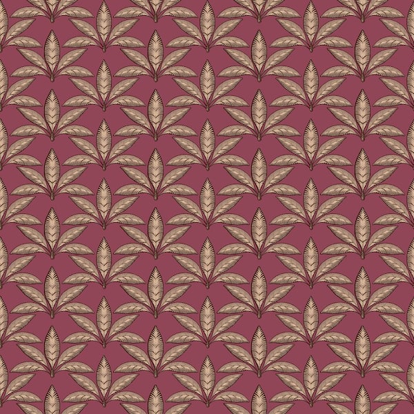 Unbranded Into The Wild Red and Gold Metallic Leaf Motif Non-Pasted Non-Woven Paper Wallpaper Roll