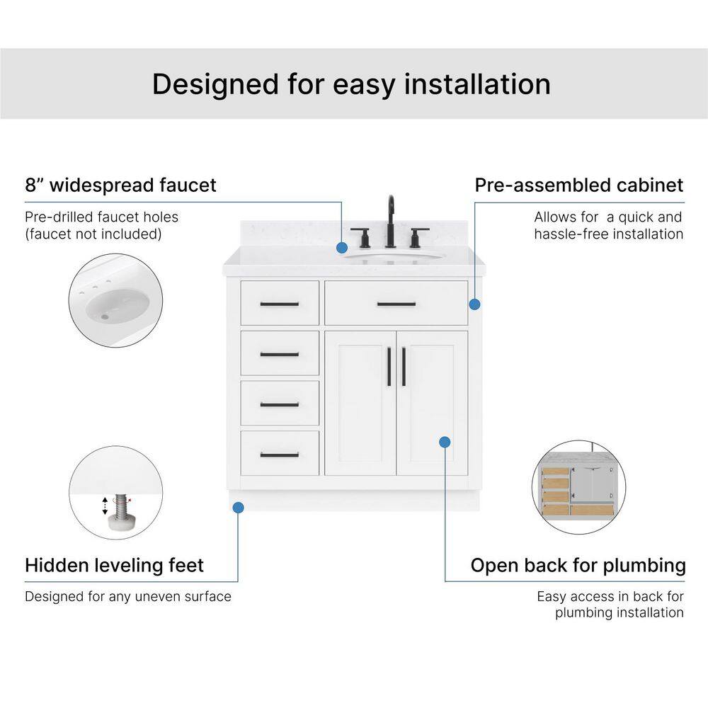 Hepburn 36" White Freestanding Single Basin Vanity Set
