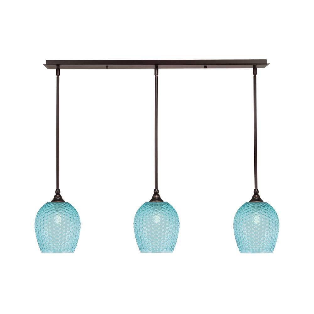 Livingston 100-Watt 3-Light Dark Granite Shaded Pendant Light with 7.5 in. 