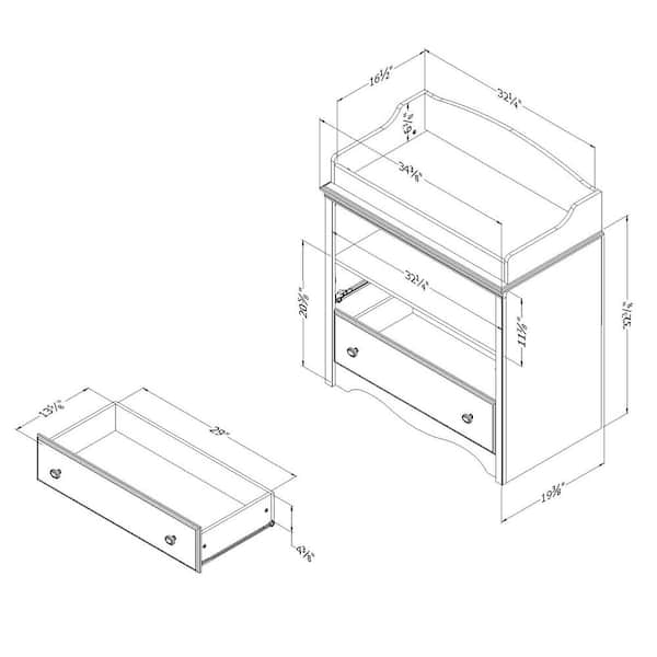 Dimensions of changing top table