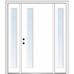 Viola 60 in. x 80 in. Right-Hand Inswing 1-Lite Clear Low-E Primed Fiberglass Prehung Front Door on 4-9/16 in. Frame