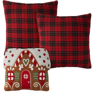 Holiday Pillows Red Cabin & Lodge 18 in. x 18 in. Square Throw Pillow