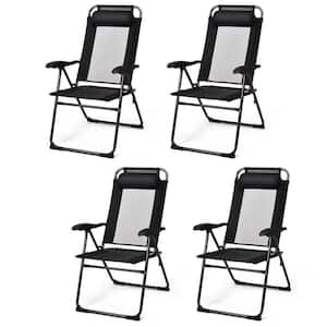 Black Steel Folding Outdoor Patio Dining Chair (4-Pack)