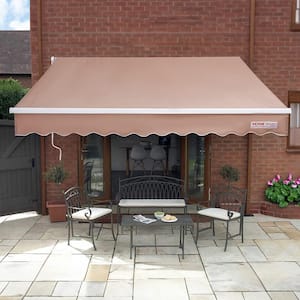 Manual Retractable Awning 13 ft. x 8 ft. Outdoor Patio Awning Retractable Sun Shade Water-Resistant Polyester