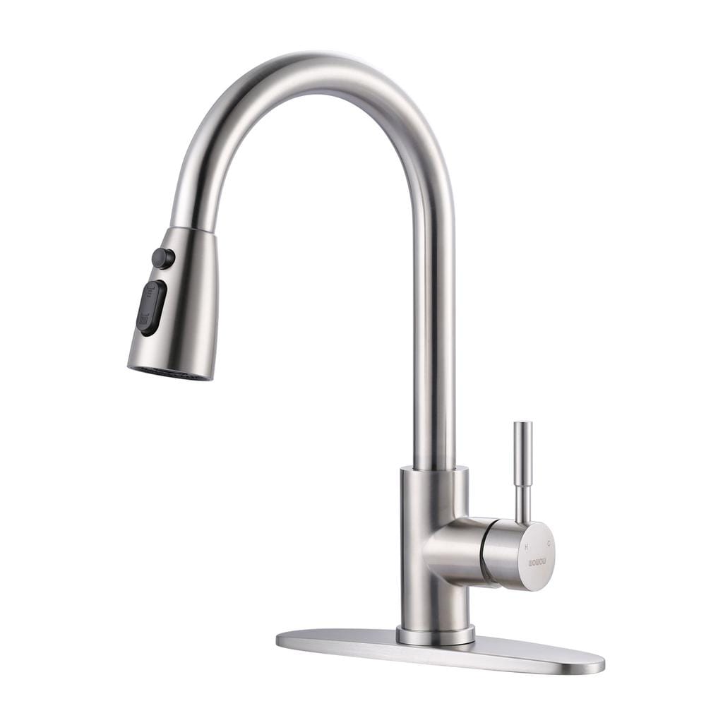 Single-Handle Pull-Down Sprayer Kitchen Faucet with Stream and PowerSpray Mode in Brushed Nickel price history on PriceWatchPro
