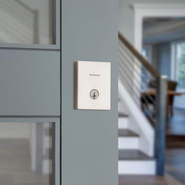 San Clemente Satin Nickel Single Cylinder Rectangle Deadbolt Featuring SmartKey Security