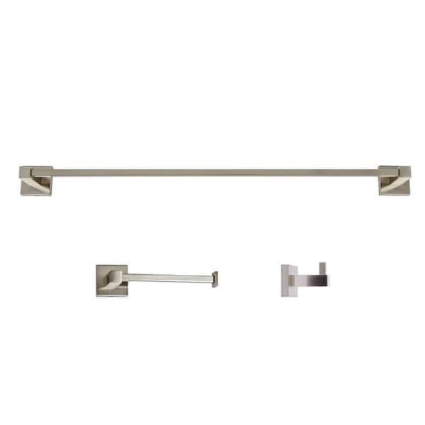 Italia Capri 3-Piece 18-in. Towel Bar Bathroom Hardware Set in Brushed Nickel