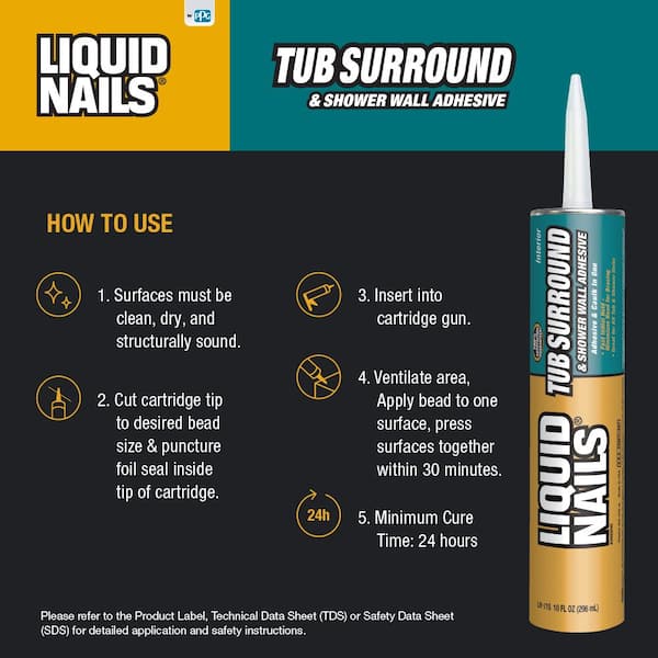 Liquid Nails 10 oz. VOC Tub Surround and Shower Walls Low VOC