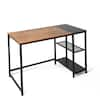 CAPHAUS 47 in. Home Office Desk, Study Writing Desk with 2-Tier Storage Shelves, Rustic Oak and Black