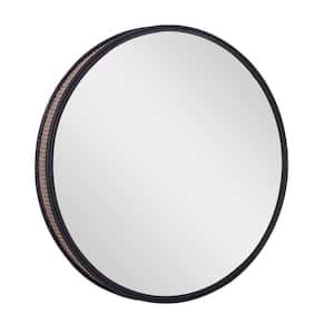 32 in. x 32 in. Round Framed Black Wall Mirror with Thin Frame