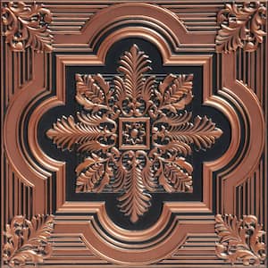 Large Snowflake Antique Copper 2 ft. x 2 ft. PVC Glue-Up or Lay-In Faux Tin Ceiling Tile (100 sq. ft./case)