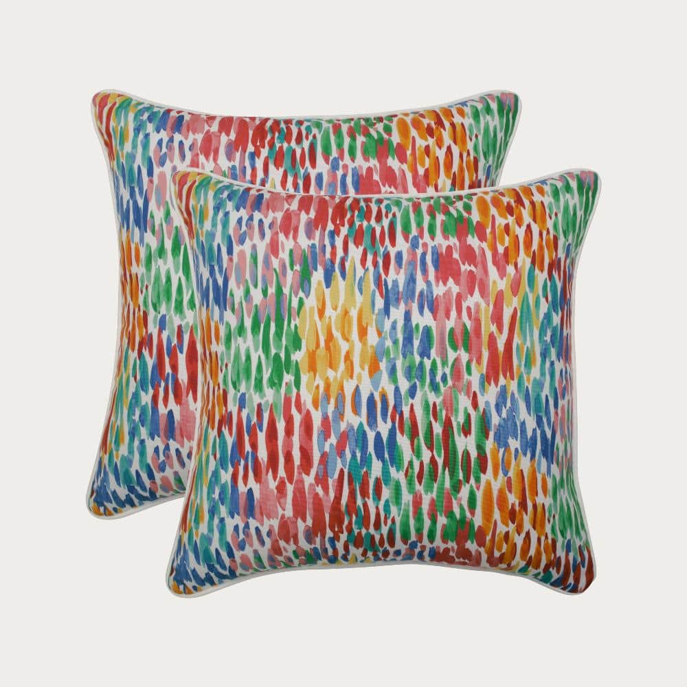 Vibrant Multicolor 18.5" Outdoor/Indoor Square Throw Pillow Set