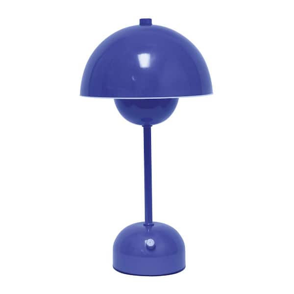Simple Designs 11.8 in. Portable Mushroom Dimming LED Novelty Task and Reading Touch Stick Lamp for Office, Living Room, Entryway, Blue